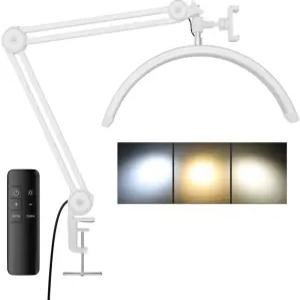 젤팔 3000 Lm 조절 가능한 LED 반달 조명 클램프 및 작업 램프 - 사무실 공예품 네일 살롱 리모컨용 밝고