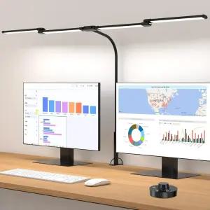 에어로팍 탁상 램프 홈 오피스용 클램프 24W 유연 구스넥 테이블 10가지 색상 모드 및 밝기 관리 조명(USB