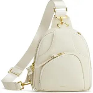 여성용 케이티 슬링백 가죽 패니 팩 크로스바디 지갑 RFID 차단 기능이 있는 작은 가슴 가방 베이지