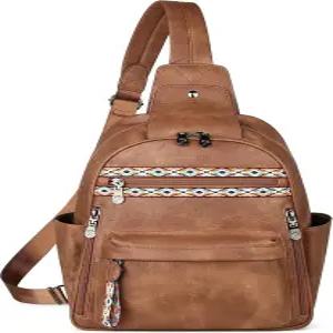 여성용 FADEON 대형 슬링백 가죽 크로스바디 지갑 디자이너 방지 슬링 백팩 여행용 RFID 패니 팩