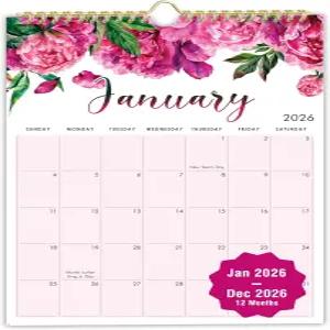 머드릿 2026 월 캘린더 12개월 대형 꽃 캘린더는 2026년 1월부터 12월까지 운영되며 사무실 가정 비즈니스