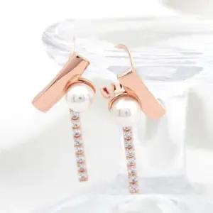 골드필드이어링 골드필드 핀 큐빅 진주 로즈골드 원터치링 귀걸이 14K