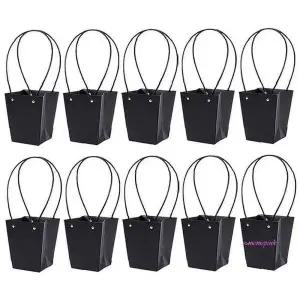 10개 T1 화분쇼핑백 사다리형 꽃다발 블랙klm986