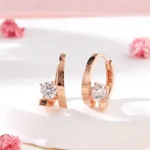 14K 큐빅 사선 크로스링 원터치 귀걸이 한쌍 MNE42444