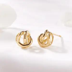 14K 볼륨 크로스 루프 침귀걸이 한쌍 MNE42422