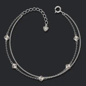 스퀘어 컷팅 92.5 실버 펜던트 두줄 체인 은 팔찌