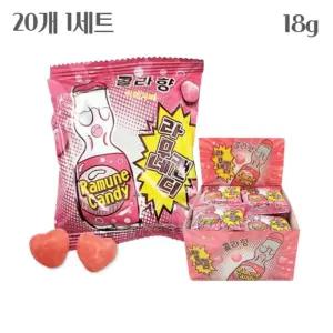 OH 소포장 사탕 콜라 18G 20개입 하트모양캔디 어린이사탕간식 어린이단체선물
