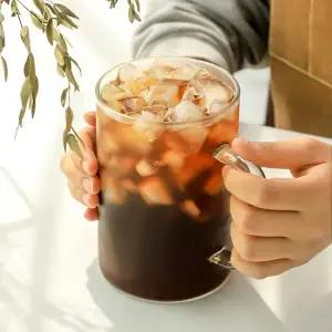 홈카페 손잡이 투명 내열유리컵 1000ml