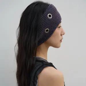 |KMA860A|여성 스트라이프 와이드 펀칭 니트 헤어밴드