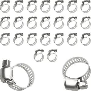 25PCS 연료 라인 호스 클램프 스테인리스 스틸 웜 드라이브 키트 정밀 조정 가능 범위 0.51