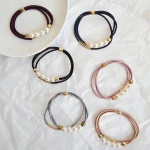 [신세계라이브쇼핑][옷자락] 여자 베이직 진주 포인트 기본 6컬러 머리끈