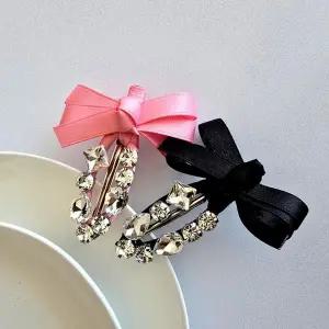 [신세계라이브쇼핑][옷자락] 여자 사계절 착용 가능한 고급 빅큐빅 러블리 리본 헤어핀