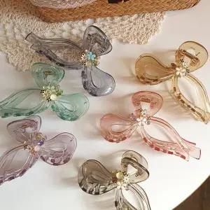 [신세계라이브쇼핑][옷자락] 여자 로맨틱 무드 리본 큐빅 데일리 헤어 집게핀