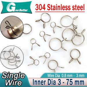 10개 304 스테인리스 스틸 스프링 튜브 클램프 단일 와이어 클립 수도관 링  설치 버클 ID 3-75mm 파이프