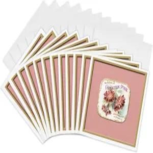 3D 로즈 인사말 카드 카네이션 핑크 제임스 베일리와 손 볼티모어 메릴랜드 라벨 12팩 BLN 빈티지 향수