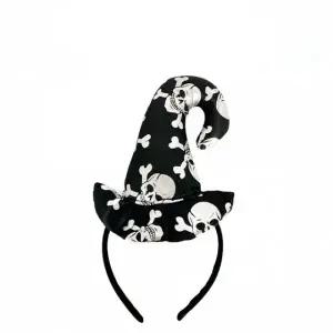 할로윈 미니 고급 마녀모자 머리띠 (블랙 해골)