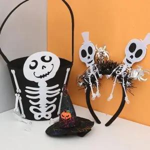 할로윈용품 B세트 (마녀모자머리띠/해골 헤어밴드/해골바구니)