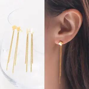 여자 순금 드롭 귀걸이 2.62g [시크 롱체인] 클로버 스틱