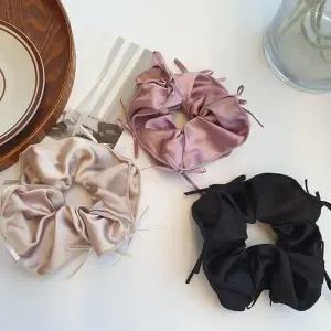 [다잇템] 여자 발레코어 스크런지 셔링 리본 포인트 머리끈