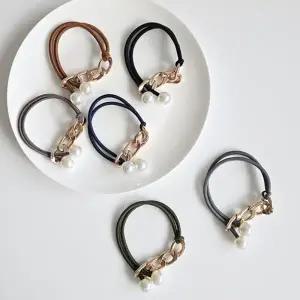 [다잇템] 여자 포인트 사슬 일상룩 진주 헤어 머리끈