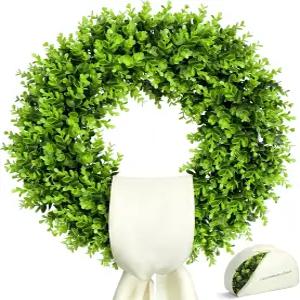 현관문용 23인치 박스우드 화환 봄/여름 및 성 패트릭스 데이 장식용 새시가 있는 야외