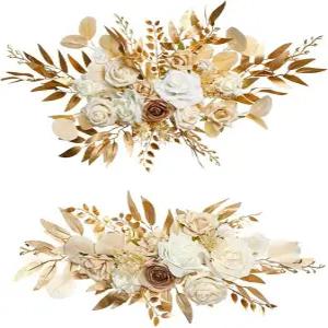 PRTCY 인공 꽃 스웨그 세트 2 웨딩 아치 플라워 키트 가짜 꽃꽂이 배경 플로럴 파티 야외 장식 환영식