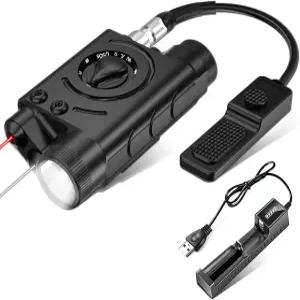 SMSlaser 다기능 1000루멘 전술 손전등 및 적색/적외선 조준 콤보 MLok 피카티니 레일과 호환되는 9인치