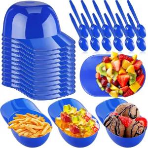 누오고 야구 헬멧 스크림 간식 그릇과 일회용 테스터 스푼 세트 미니 파티 순대 용품으로 사탕 컵을