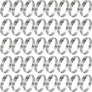 코젤로 40Pcs 스테인리스 스틸 싱글 이어 호스 클램프 조절 가능한 22.425.6mm 헤비 듀티 크림프 모음 키트