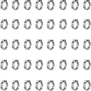 40Pcs 5.8mm7mm 싱글 이어 호스 클램프 304 스테인리스 스틸 PEX 인치 스텝리스 크림프 링 핀치 파이프