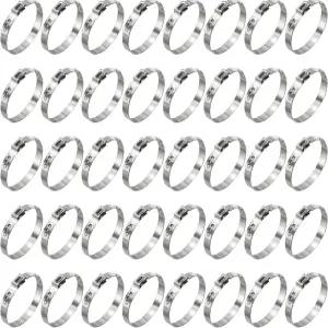 코젤로 40Pcs 스테인리스 스틸 싱글 이어 호스 클램프 조절 가능한 34.938.1mm 헤비 듀티 크림프 모음 키트