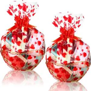 존 20개 발렌타인데이 셀로판 가방 17 x 22인치 하트 스타일 바구니 발렌타인 랩 투명 큰 교실 경품 선물