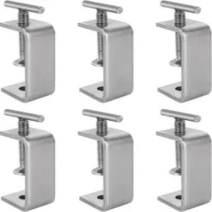 FVIEXE 6PCS 2 1/2인치 C 클램프 헤비 듀티 304 스테인리스 스틸 소형 안정적인 넓은 턱 개방 및 I 빔