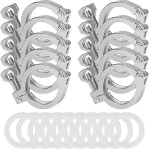 JMCOLMT 싱글 핀 트라이 클램프 10PCS 2인치 윙 너트 헤비 듀티 페룰 TC 실리콘 켓 포함 스테인리스 스틸