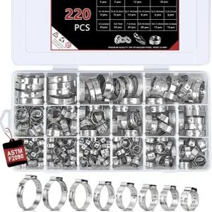 하이덴캠 220PCS 16사이즈 이어 클램프 5.331.1mm 304 스테인리스 스틸 크림프 자동차 가전제품 라인 배관