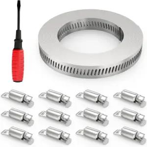 TAIISHER 304 스테인리스 스틸 16FT DIY 호스 클램프 모음 키트 구멍이 있는 금속 스트랩 + 12개의 강력한
