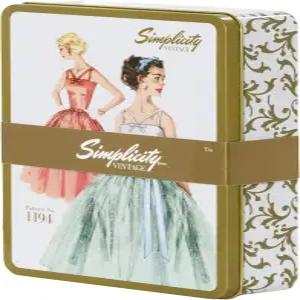 심플리시티 빈티지 559334007H 화이트 및 골드 레트로 패션 컨테이너 9.75 x 7.5 인치 대용량 저장 주석