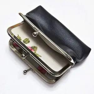 가죽 더블 레이어 원터치 가마구치 동전지갑 파우치