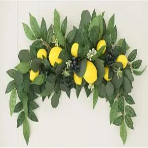 레몬 베리가 들어간 2Krmstr 30인치 수제 꽃 스웨그 가짜 그리너리 갈랜드 인조 잎 덩굴 웨딩 아치 테이블