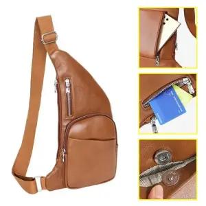 메신저백 지퍼수납 슬링백 바디크로스백 소가죽