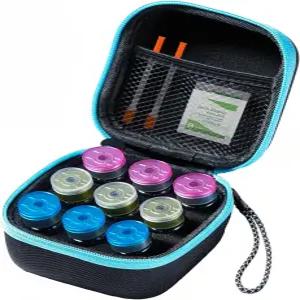 레오리 9-슬롯 인슐린 냉장고 홀더 보관 케이스 바이알 프로텍터 쿨러 여행 정리함 손목 스트랩(파란색)이