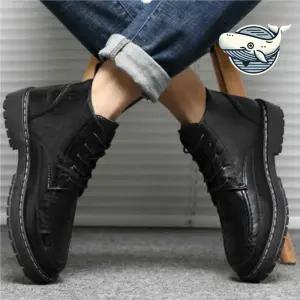 편안한 남성 레더 워커 부츠 캐주얼 스타일 IfJ9+2SJc