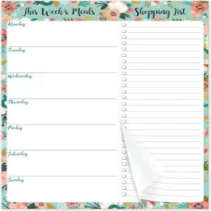 주간 식사 플래너 - 편리한 쇼핑을 위한 식료품 목록 자석 메모장 7인치 x 9인치 계획 패드 냉장고나