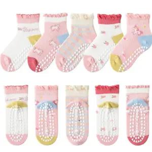 고퀄리티   여름 전체 아동 메쉬 케어삭스 유아 봄 양말 준캡 미끄럼방지 발바닥 프릴유니콘메쉬