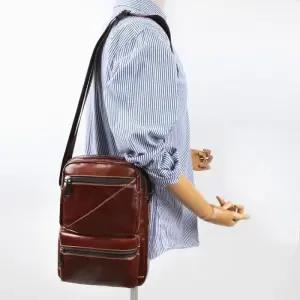 크로스백 전면포켓 58L 남성 소가죽 출퇴근가방