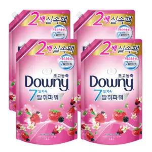 다우니 고농축 섬유유연제 베리베리와 바닐라 1.6L 리필용 4개
