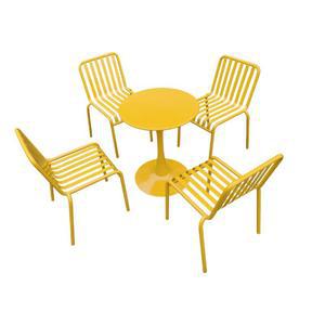 철제야외테이블 식탁 다목적 두 의자 옐로우 오렌지색 개 테이블과 2인