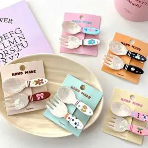 귀여운 포인트 머리핀 포크 수저 악어핀 2P세트 WWI9+9Cmh