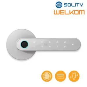 웰콤 솔리티 목문용 ART L30 실버 지문인식+카드키2+번호키 방문손잡이 무타공 판넬문 나무문 목문 디지털