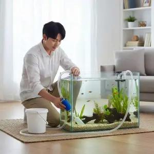 어항 물갈이 사이펀 자동 배수기 관상어 수조 청소 도구 바닥재